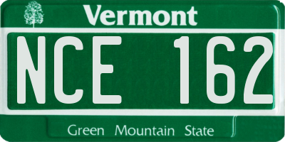 VT license plate NCE162