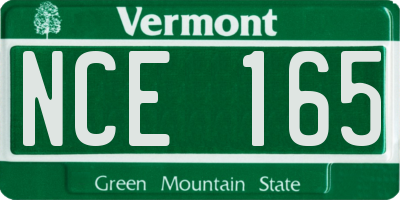 VT license plate NCE165
