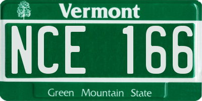 VT license plate NCE166