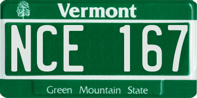 VT license plate NCE167