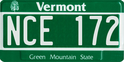 VT license plate NCE172