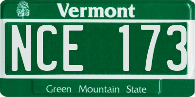 VT license plate NCE173