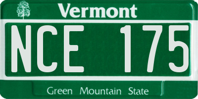 VT license plate NCE175