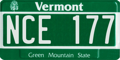 VT license plate NCE177