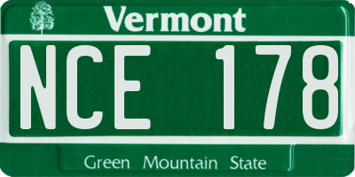 VT license plate NCE178