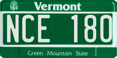 VT license plate NCE180