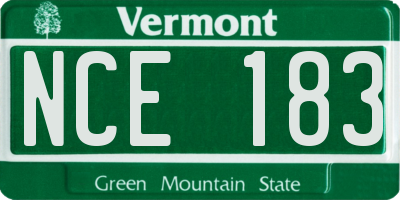 VT license plate NCE183