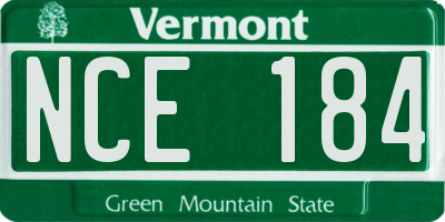 VT license plate NCE184