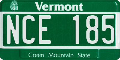 VT license plate NCE185