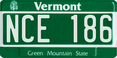 VT license plate NCE186