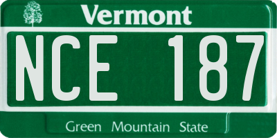 VT license plate NCE187