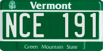 VT license plate NCE191