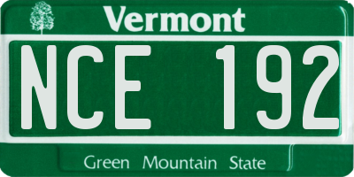 VT license plate NCE192