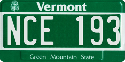 VT license plate NCE193
