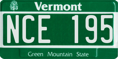 VT license plate NCE195