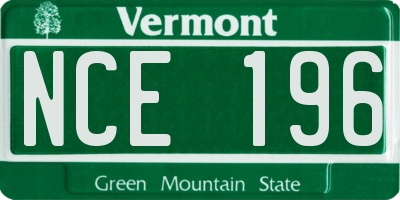 VT license plate NCE196