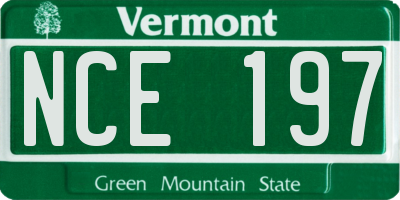 VT license plate NCE197
