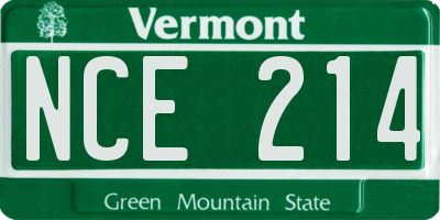 VT license plate NCE214