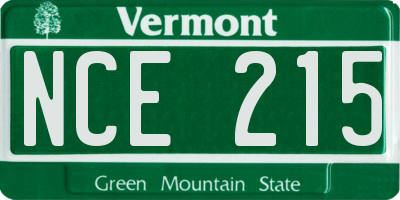 VT license plate NCE215