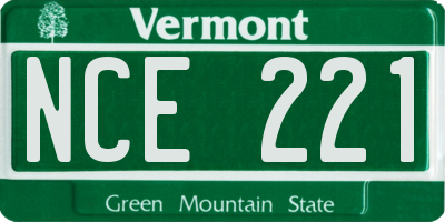 VT license plate NCE221