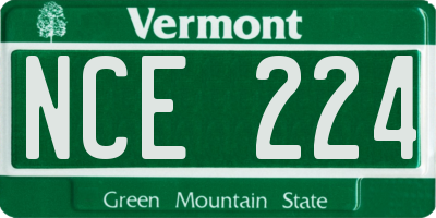 VT license plate NCE224