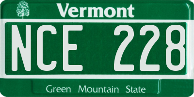 VT license plate NCE228