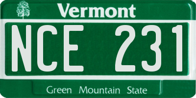 VT license plate NCE231