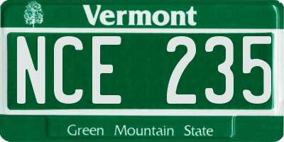 VT license plate NCE235