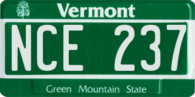 VT license plate NCE237