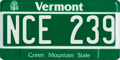 VT license plate NCE239
