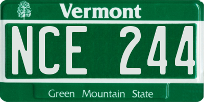 VT license plate NCE244