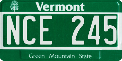 VT license plate NCE245