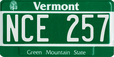 VT license plate NCE257