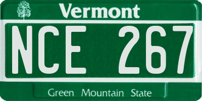VT license plate NCE267