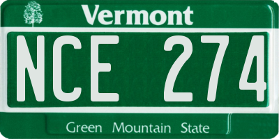 VT license plate NCE274