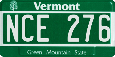 VT license plate NCE276