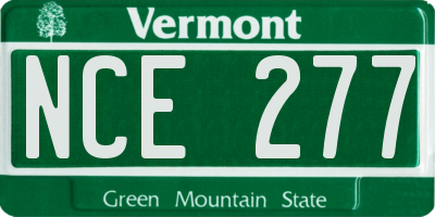 VT license plate NCE277