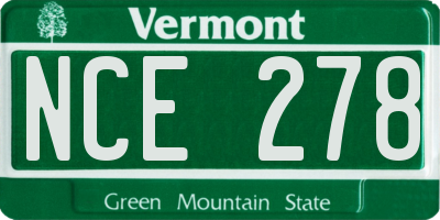 VT license plate NCE278