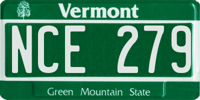 VT license plate NCE279