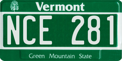 VT license plate NCE281