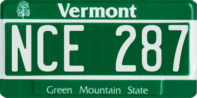 VT license plate NCE287