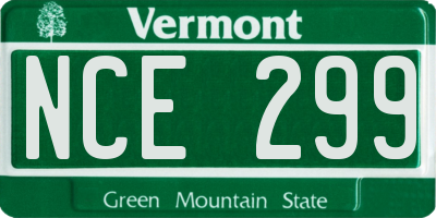 VT license plate NCE299