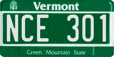 VT license plate NCE301