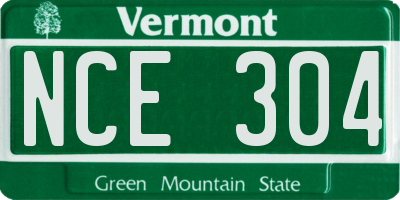 VT license plate NCE304