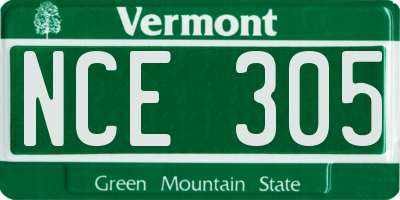 VT license plate NCE305