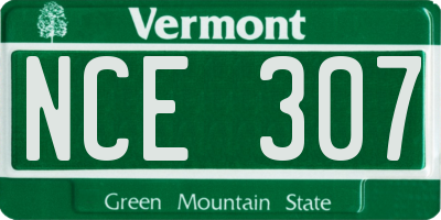 VT license plate NCE307