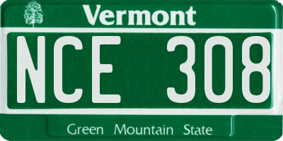 VT license plate NCE308