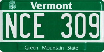 VT license plate NCE309