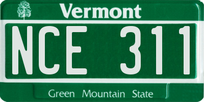 VT license plate NCE311