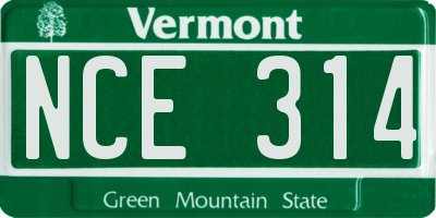 VT license plate NCE314